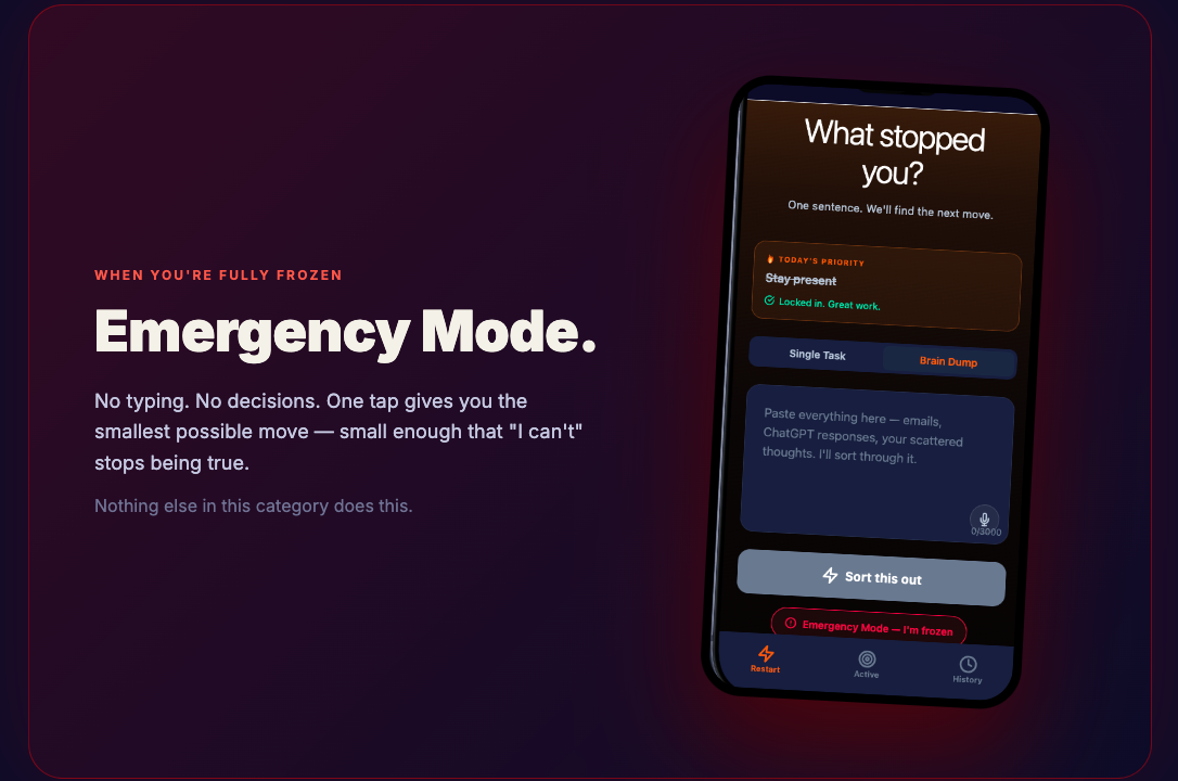Ignite Emergency Mode gives a fully frozen user one simple next move.